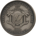 WATER BUFFALO Big Five Mauquoy 1 Once Argent Monnaie 1000 Francs Ivory Coast 2024