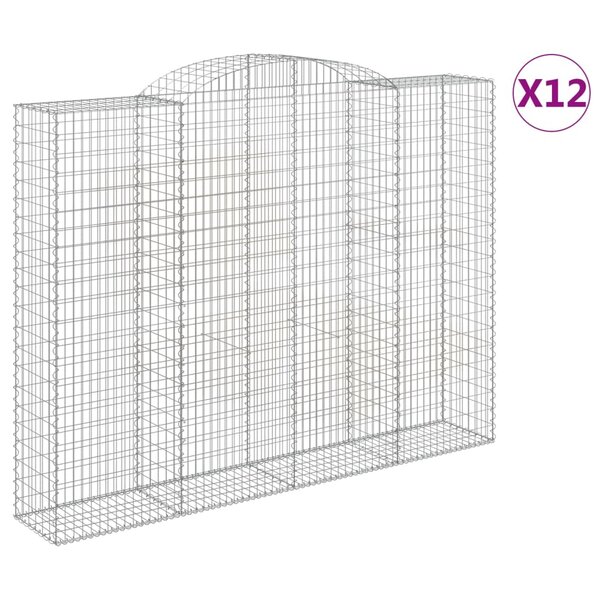 vidaXL Paniers à gabions arqués 12 Pièces 300x50x220/240 cm fer galvanisé