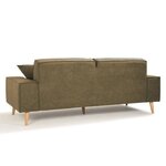 Hexagone - Canapé droit 3 places - Tissu Olive - 216 x 90 x 80 cm - Gustave