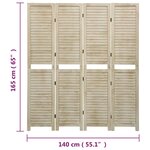 vidaXL Cloison de séparation 4 panneaux 140x165 cm Bois de Paulownia
