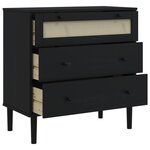vidaXL Commode SENJA aspect de rotin noir bois de pin solide