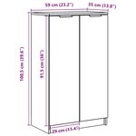 vidaXL Meuble à chaussures Sonoma gris 59x35x100 cm Bois d'ingénierie