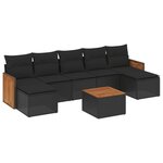 vidaXL Salon de jardin 8 Pièces avec coussins noir résine tressée