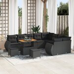 vidaXL Ensemble de canapés de jardin de 12 pièces avec coussins en poly rotin noir acacia