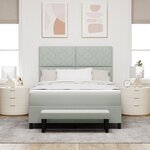 vidaXL Lit Box Spring avec Matelas & Banc Gris Clair 140x200 cm Velours