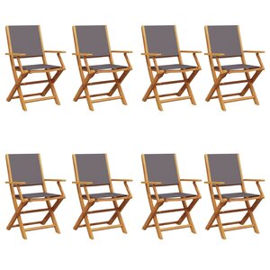 vidaXL Chaises de jardin pliantes lot de 8 tissu et bois massif
