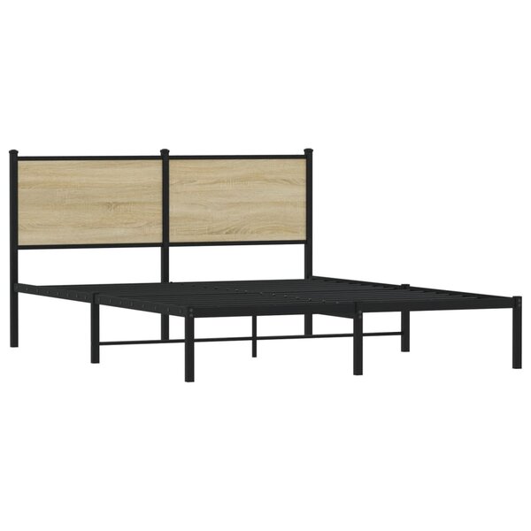vidaXL Cadre de lit en métal sans matelas chêne sonoma 150x200 cm