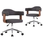 vidaXL Chaises pivotantes à manger lot de 2 gris bois courbé et tissu