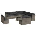 vidaXL Salon de jardin avec coussins 14 Pièces gris résine tressée