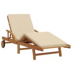 vidaXL Transat avec coussin et table en bois d'acacia beige