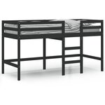 vidaXL Lit mezzanine d'enfants sans matelas avec échelle noir 90x200cm