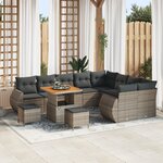 Ensemble de 12 Canapés de Jardin avec Coussins Gris en Rattan Poly