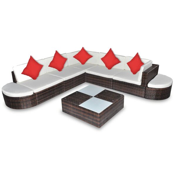 vidaXL Salon de jardin 8 Pièces avec coussins résine tressée marron