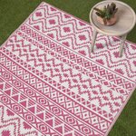 Tapis extérieur terrasse réversible - Tapis de jardin imperméable et résistant UV - Tia - Rose - 150x240 cm - HOMESCAPES