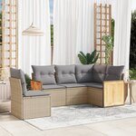 vidaXL Salon de jardin avec coussins 5 Pièces beige résine tressée