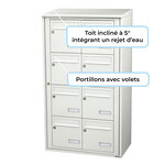 Bloc collectif leabox.com  2x4  grade 3  simple face  Extérieur  fixation murale  Blanc pur RAL 9010  finition brillante