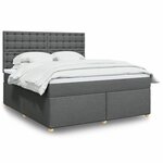 vidaXL Sommier à lattes de lit avec matelas Gris foncé 180x200cm Tissu