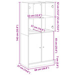 vidaXL Buffet haut avec portes noir 68x37x142 cm bois d'ingénierie