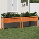 vidaXL Jardinières 2 Pièces avec pieds cire marron bois de pin massif