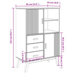 vidaXL Buffet haut OLDEN blanc marron 85x43x125 cm bois massif de pin