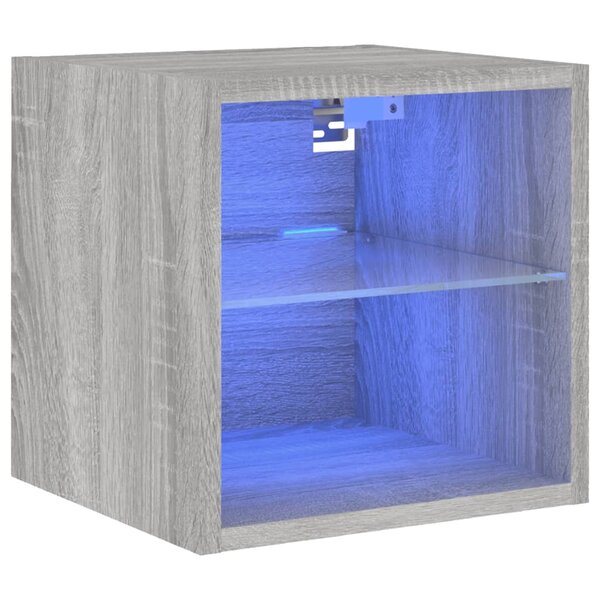 vidaXL Meuble TV mural avec lumières LED sonoma gris 30x28 5x30 cm