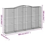 vidaXL Paniers à gabions arqués 20 Pièces 400x50x220/240 cm Fer galvanisé