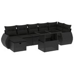 vidaXL Salon de jardin 8 Pièces avec coussins noir résine tressée