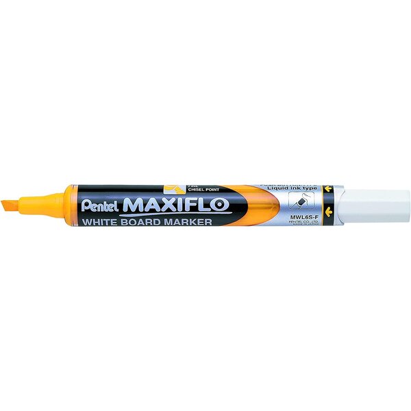 Marqueur tableaux blancs maxiflo  pointe biseautée moyenne  jaune x 12 pentel