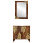 Ensemble de meubles de salle de bain 2 pièces en bois de mangue massif