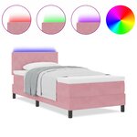 Lit à ressort vidaXL avec matelas et LED Rose 90x190 cm en velours