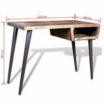 Bureau table meuble travail informatique avec pieds en fer bois de récupération 0502066