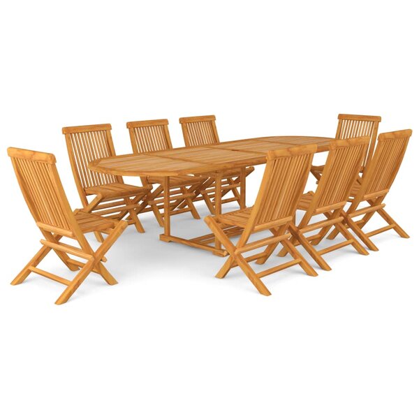 Salon de jardin meuble d'extérieur ensemble de mobilier 9 pièces bois de teck massif 02_0018248