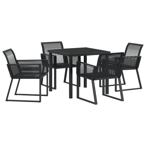 vidaXL Ensemble de Salle à Manger de Jardin 5 Pièces Noir Rattan Poly