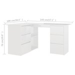 vidaXL Bureau d'angle Blanc brillant 145x100x76 cm Bois d'ingénierie