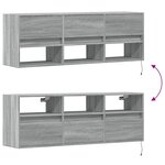 vidaXL Meuble TV mural avec lumières LED sonoma gris 130x31x45 cm