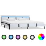vidaXL Cadre de lit avec LED Blanc Similicuir 180 x 200 cm