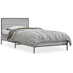 vidaXL Cadre de lit sonoma gris 90x200 cm bois d'ingénierie et métal