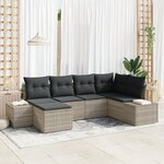 vidaXL Ensemble canapé jardin 6 pièces avec coussins en poly rattan gris clair