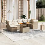 vidaXL Salon de jardin avec coussins 8 Pièces beige résine tressée