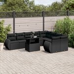 vidaXL Salon de jardin 10 Pièces avec coussins noir résine tressée