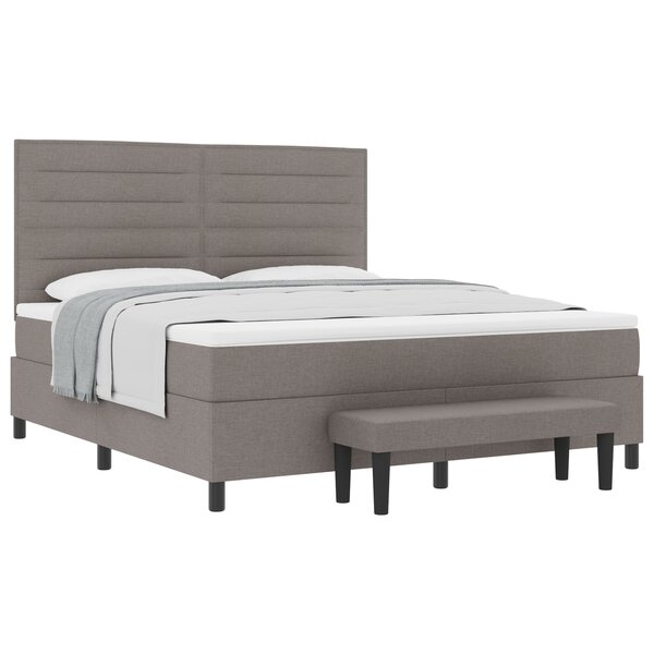 vidaXL Lit à ressorts avec matelas et banc gris 180x200 cm tissu