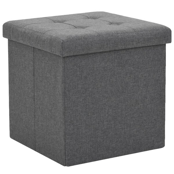 vidaXL Tabouret de rangement pliable Gris foncé Faux lin