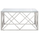 vidaXL Table basse argenté acier inoxydable et verre trempé