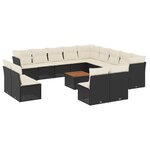 vidaXL Salon de jardin avec coussins 14 Pièces noir résine tressée