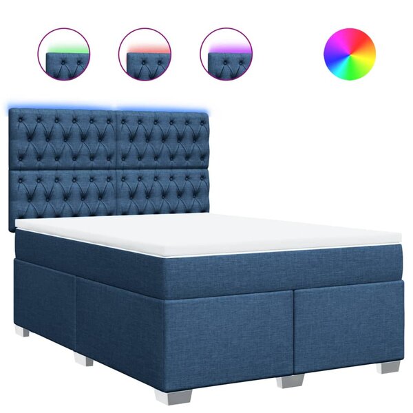 vidaXL Sommier à lattes de lit avec matelas Bleu 140x190 cm Tissu