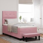 vidaXL Lit à Ressorts avec Matelas & Banc Rose 90x200 cm Velours