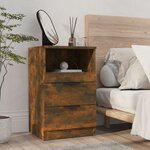 vidaXL Tables de chevet 2 Pièces Chêne fumé Bois d'ingénierie