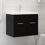 vidaXL Armoire d'évier avec lavabo intégré Noir Aggloméré