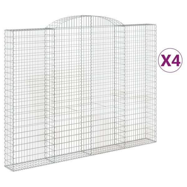 vidaXL Paniers à gabions arqués 4 Pièces 300x30x220/240 cm fer galvanisé