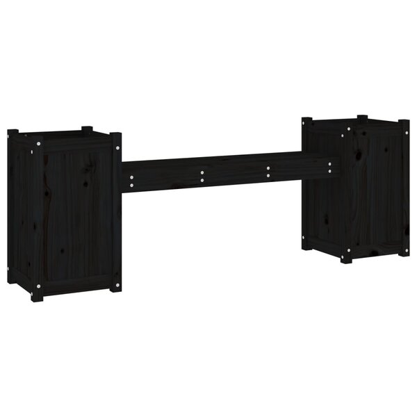 vidaXL Banc avec jardinières noir 180x36x63 cm bois massif de pin